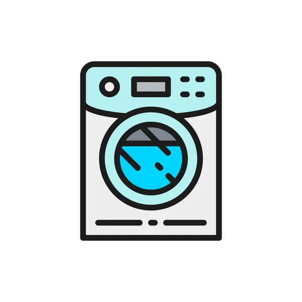 Washing machine, washer flat color line icon. — Stock Vector