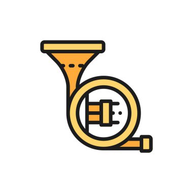 Boru, trompet, tuba düz çizgi simgesi.