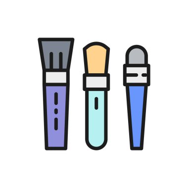 Temel ve gözler için düz renk çizgisi simgesi makyaj fırçaları.