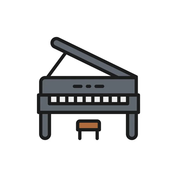 Piano droit, icône de ligne de couleur d'instrument de musique. — Image vectorielle