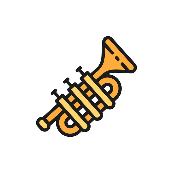 Trombone, trumpet, tuba flat color line icon. — Stock Vector