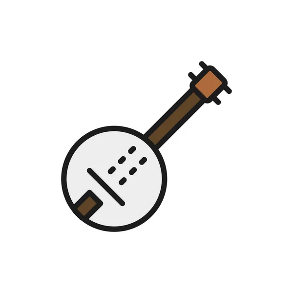 Vektorové banjo, ikona ploché čáry kytary. — Stockový vektor