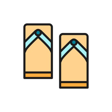 Japon ahşap terlikleri, geleneksel ayakkabı düz çizgi ikonu.