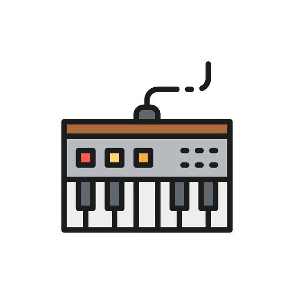 Vektorový syntezátor, synth flat color line icon. — Stockový vektor