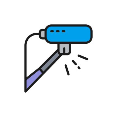 Sinema mikrofonu, profesyonel mikrofon düz çizgi simgesi.