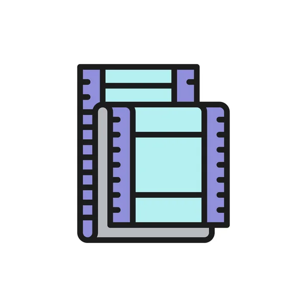 Tira de película, marcos de cine icono de línea de color plano. — Vector de stock