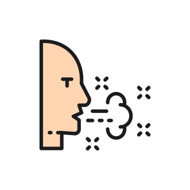 Solunum problemleri, öksürük, alerji düz çizgi simgesi.