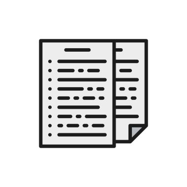 Döküman yığını, rapor, düz çizgi simgesi.