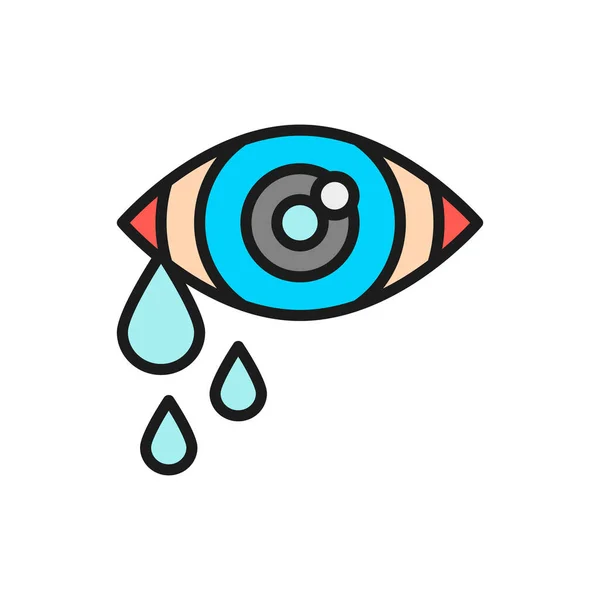 Tränen in den Augen, Weinen, Allergie flache Farblinie Symbol. — Stockvektor