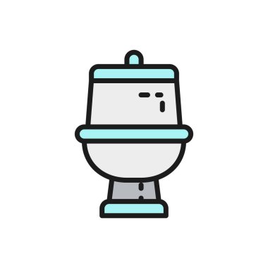 Vektör tuvaleti, banyo düz renk çizgisi simgesi.