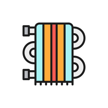 Isıtma radyatörü, ısıtıcı düz renk çizgisi simgesi.