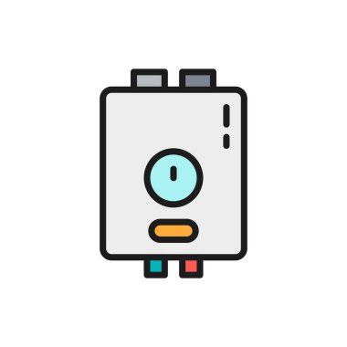 Su ısıtıcısı, kazan düz renk çizgisi simgesi.