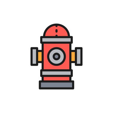 Vektör yangın musluğu düz renk çizgisi simgesi.