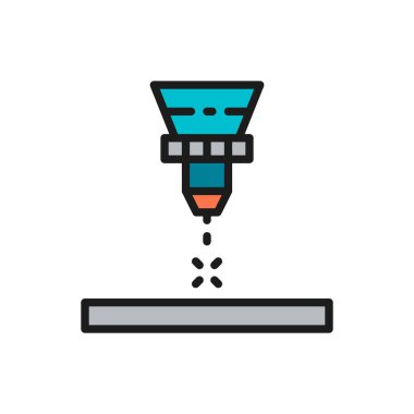 Lazer kesme makinesi, lazer oyma düz renk çizgisi simgesi.