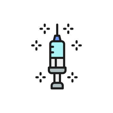 İlaç, aşı, iğne düz renk çizgisi ikonu.