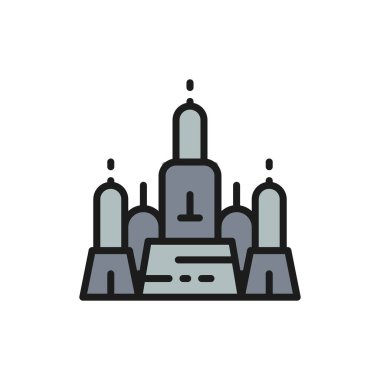 Wat Arun Kuleleri, Şafak Tapınağı, Ayutthaya şehri, Bangkok düz çizgi simgesi.