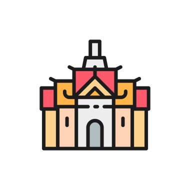 Tayland 'daki Kraliyet Sarayı, Bangkok düz çizgi simgesi.