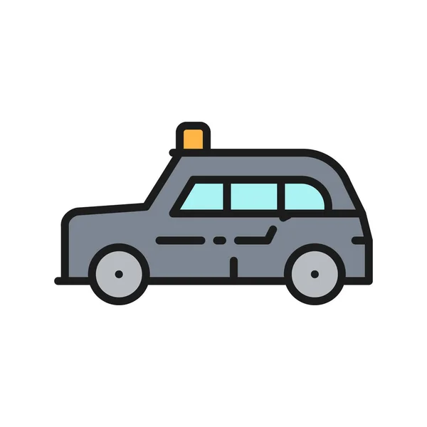 London cab, traditional public transport, taxi flat color line icon. — Stock Vector