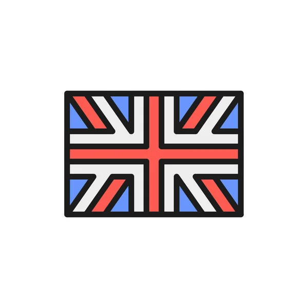 Σημαία Μεγάλης Βρετανίας, Αγγλία επίπεδη έγχρωμη γραμμή εικονίδιο. — Διανυσματικό Αρχείο
