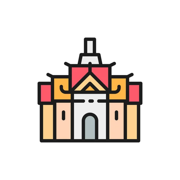 Royal palace in Thailand, Bangkok flat color line icon. — Stock Vector