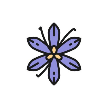 Vanilya, safran, baharat düz renk çizgisi ikonu. Beyaz arkaplanda izole