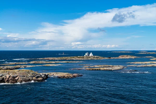 Haus Und Leuchtturm Auf Insel Der Ostsee Stockholmer Archipel Schweden — Stockfoto