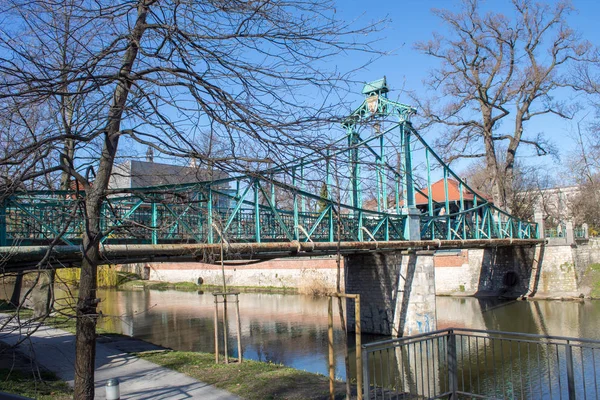 Opole Poland 2019 Bridge Lovers Spring River Oder Editorial Image — Stock Photo, Image
