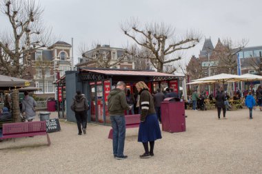 Amsterdam, Hollanda-Nisan 6 2019: Amsterdam, Hollanda Müzesi bölgesi.