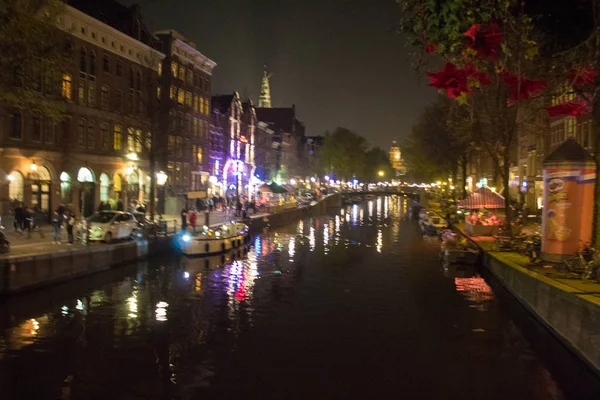 Amsterdam Pays Bas Avril 2019 Rues Nocturnes Amsterdam Canaux Dans — Photo