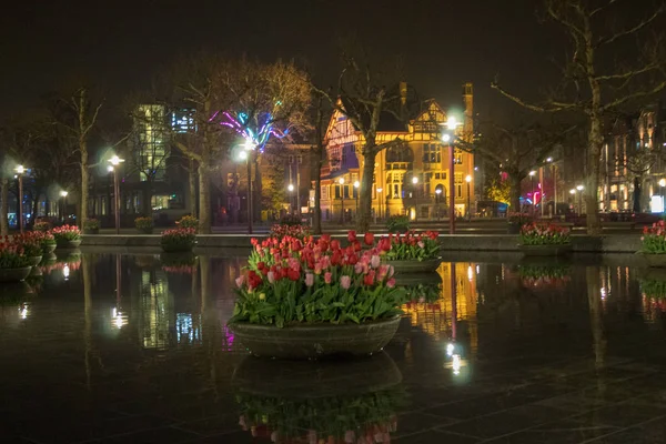 Luces Nocturnas Amsterdam Países Bajos — Foto de Stock
