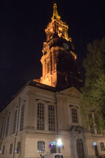 Calles Luces Ciudad Nocturna Dresde Alemania — Foto de Stock
