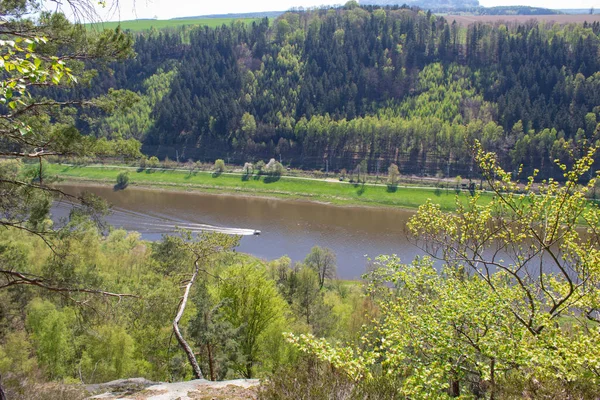 Sächsische Schweiz Deutschland Hauptattraktion Blick Von Bastei Auf Eine Deutsche — Stockfoto