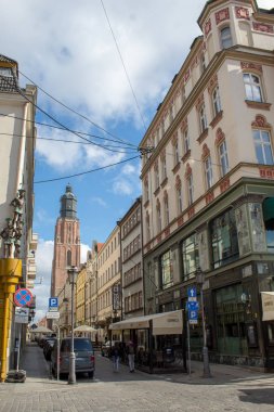 Wroclaw / Poland - April 22 2019: Architecture, attractions, transportation and people in a beautiful spring historical Polish city.