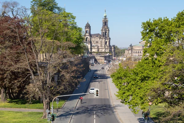 Dresde Alemania Abril 2019 Calles Con Hermosas Obras Maestras Arquitectónicas — Foto de Stock