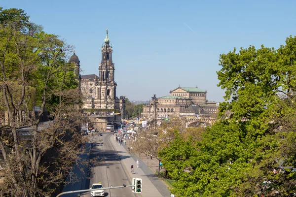 Dresde Alemania Abril 2019 Calles Con Hermosas Obras Maestras Arquitectónicas — Foto de Stock