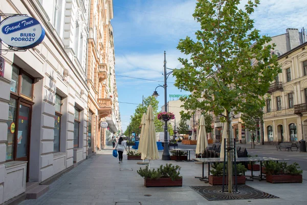 Lodz Polen Juli 2019 Ein Blick Auf Die Haupthistorische Straße — Stockfoto