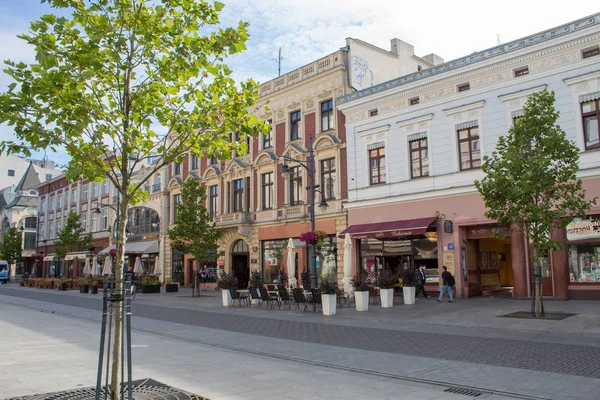 Lodz Polonia Julio 2019 Una Vista Calle Histórica Principal Piotrkowska — Foto de Stock