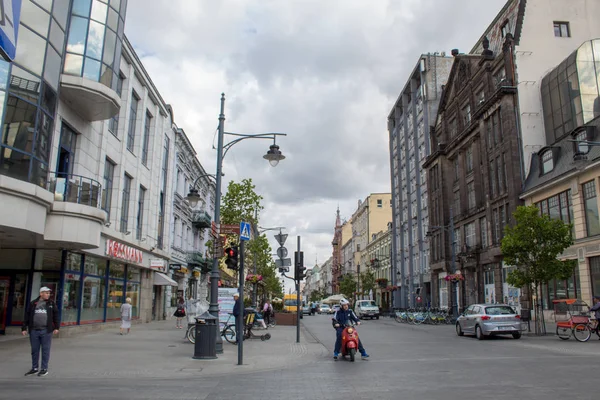 Lodz Polsko Červenec 2019 Pohled Hlavní Historickou Ulici Piotrkowska Polského — Stock fotografie