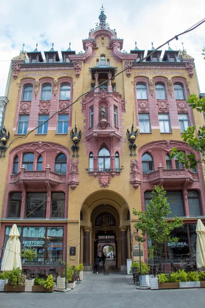 Lodz Poland July 2019 Most Beautiful Colorful Historic Residential Building — Stock Photo, Image