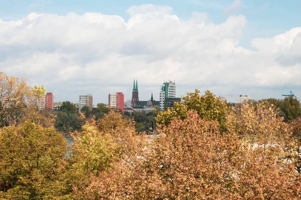 Panoramautsikt Över Den Gamla Staden Den Polska Huvudstaden Warszawa Staden — Stockfoto