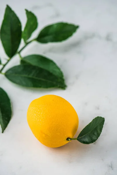 sweet candy in lemon shape on white background with leaves