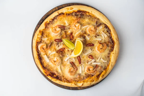 Пицца Сыром Здоровая Итальянская Еда Вид Сверху — стоковое фото