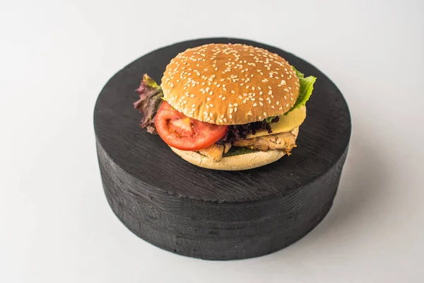 Бургер Гамбургер Крупным Планом Белом Фоне — стоковое фото