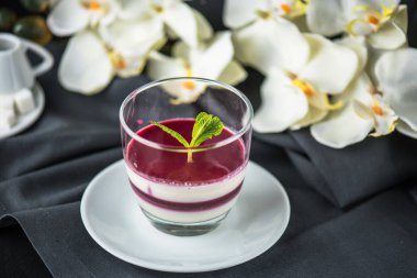 Panna cotta tatlı nane ile cam
