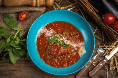 Bolognese sos plaka malzemeler ahşap tablo