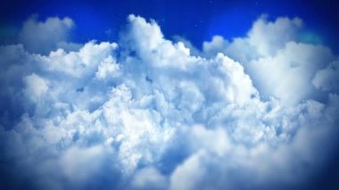 Fantezi manzara bulutlu gökyüzü, beyaz duman animasyon, döngü arka plan, 
