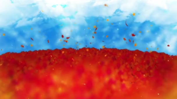秋の森の風景イラスト 抽象的な性質の背景メープル リーフ ループ アニメーション — ストック動画