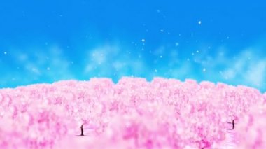 Bahar orman manzara illüstrasyon, soyut doğa arka plan, kiraz çiçeği döngü animasyon,