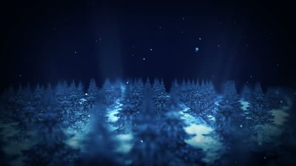 Winter Forest Illustratie Nachtopname Abstracte Aard Achtergrond Lus Landschap Animatie — Stockvideo