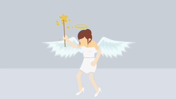 かわいい天使の図 ビジネス文字 コスプレ 抽象的なループ アニメーション — ストック動画